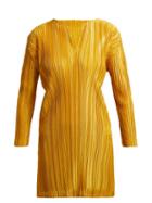 Matchesfashion.com Pleats Please Issey Miyake - Pleated Notched Neck Tunic Top - Womens - Yellow