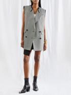 Alexander Mcqueen - Sleeveless Houndstooth-twill Blazer - Womens - Grey