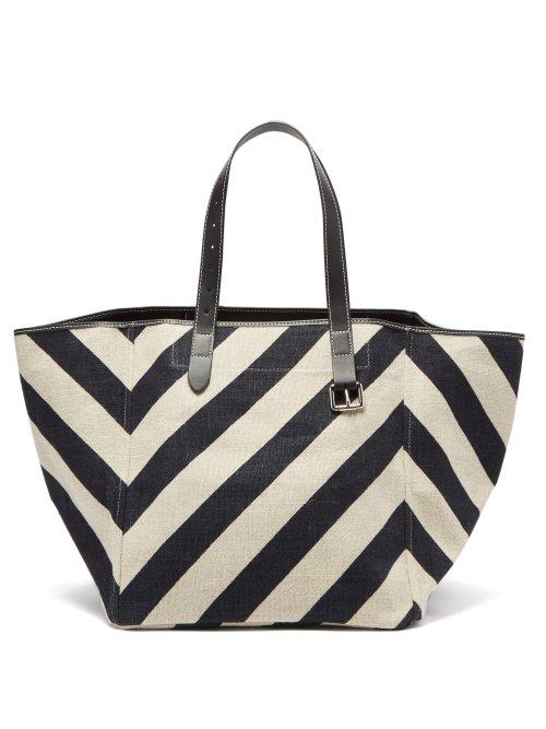 Matchesfashion.com Jw Anderson - Belt Strap Striped Canvas Tote - Womens - Black White