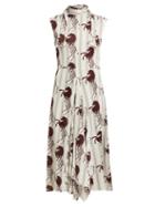 Matchesfashion.com Chlo - Little Horses Print Panelled Cady Midi Dress - Womens - Brown Multi