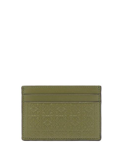Loewe - Anagram-debossed Leather Cardholder - Womens - Green