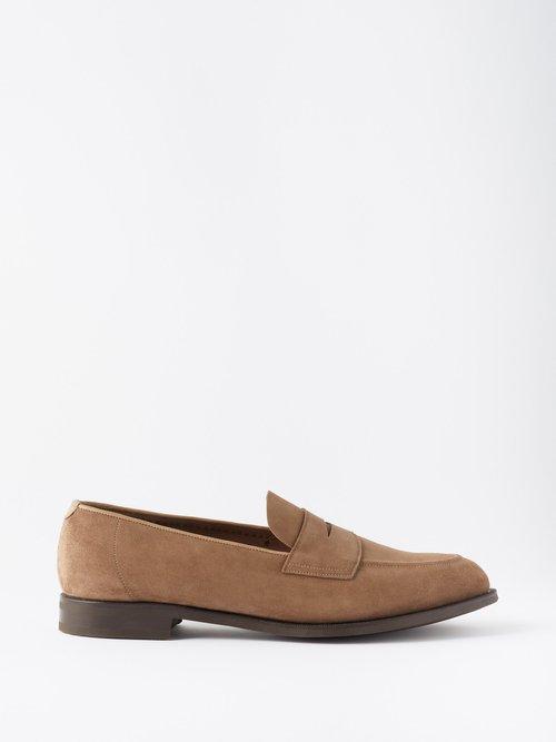 Edward Green - Piccadilly Suede Penny Loafers - Mens - Beige