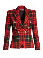 Balmain Double-breasted Checked Wool Blazer