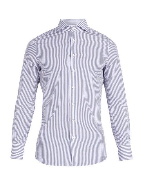 Matchesfashion.com Salle Prive - Evron Cotton Poplin Striped Shirt - Mens - Navy