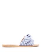 Matchesfashion.com Ancient Greek Sandals - Taygete Striped Leather Slides - Womens - Blue Stripe