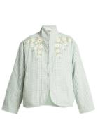 Matchesfashion.com Innika Choo - Embroidered Cotton Jacket - Womens - Green White