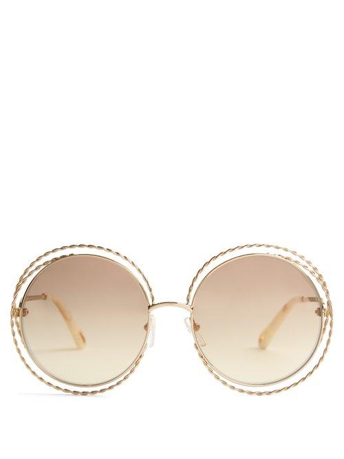 Matchesfashion.com Chlo - Carlina Round Frame Sunglasses - Womens - Gold