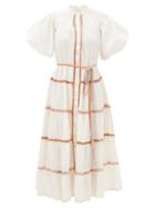 Ale Mais - Giselle Crocheted Cotton-cambric Shirt Dress - Womens - White Multi