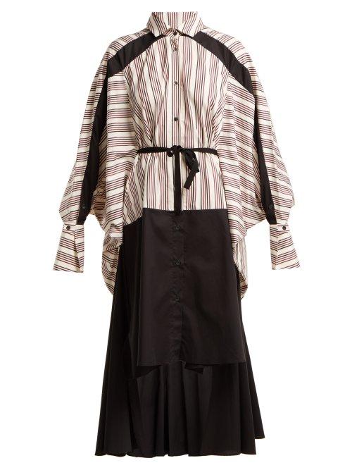 Matchesfashion.com Palmer//harding - Contrast Stripe Stepped Hem Cotton Shirt Dress - Womens - Red Multi
