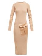 Matchesfashion.com Sportmax - Compact Knit Cotton Blend Midi Dress - Womens - Nude