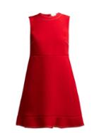 Matchesfashion.com Redvalentino - Topstitched Bow Flared Hem Dress - Womens - Red