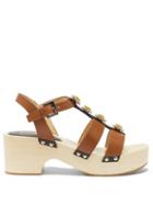 Ladies Shoes Fabrizio Viti - Linda Floral-appliqu Leather Sandals - Womens - Tan