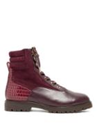 Matchesfashion.com Aquazzura - Lace Up Leather And Suede Ankle Boots - Womens - Burgundy