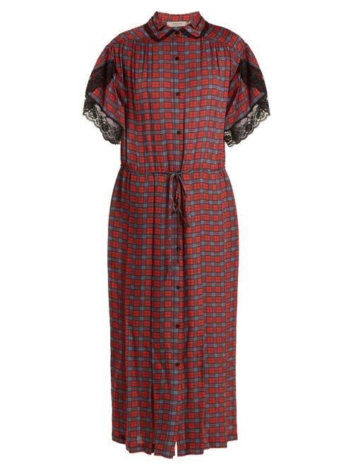 Matchesfashion.com Preen Line - Willow Checked Crepe Dress - Womens - Red Multi