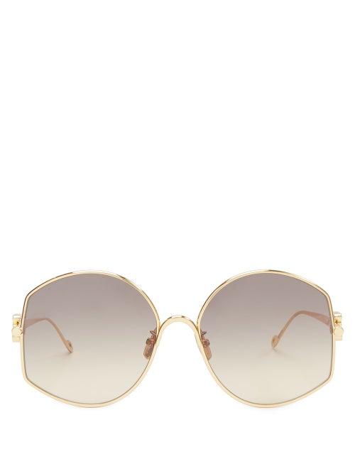 Loewe - Anagram Round Metal Sunglasses - Womens - Gold