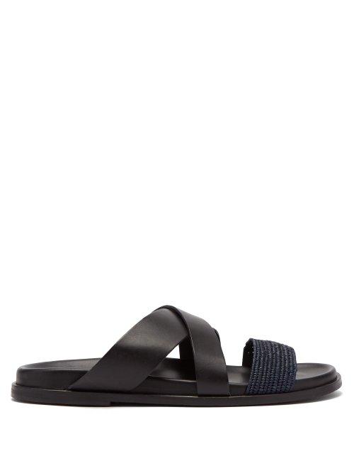 Matchesfashion.com Casablanca 1942 - Yako Raffia And Leather Sandals - Mens - Black Multi