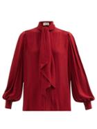 Alexandre Vauthier - Neck-tie Checked Blouse - Womens - Red