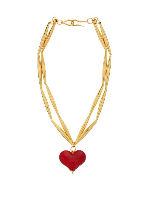 Matchesfashion.com Tohum - Cuore 24kt Gold-plated Heart Pendant Necklace - Womens - Red Gold