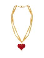 Matchesfashion.com Tohum - Cuore 24kt Gold-plated Heart Pendant Necklace - Womens - Red Gold