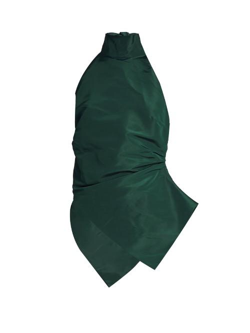 Rosie Assoulin Ruched High-neck Silk-faille Top