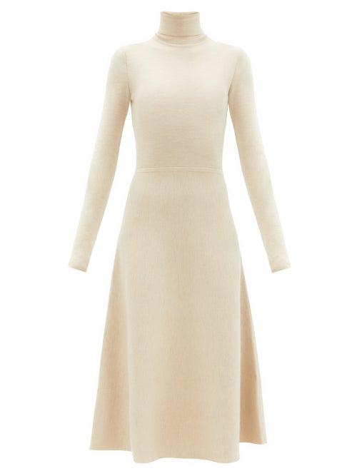 Matchesfashion.com Gabriela Hearst - Betti Roll-neck Cashmere-blend Knitted Dress - Womens - Light Beige