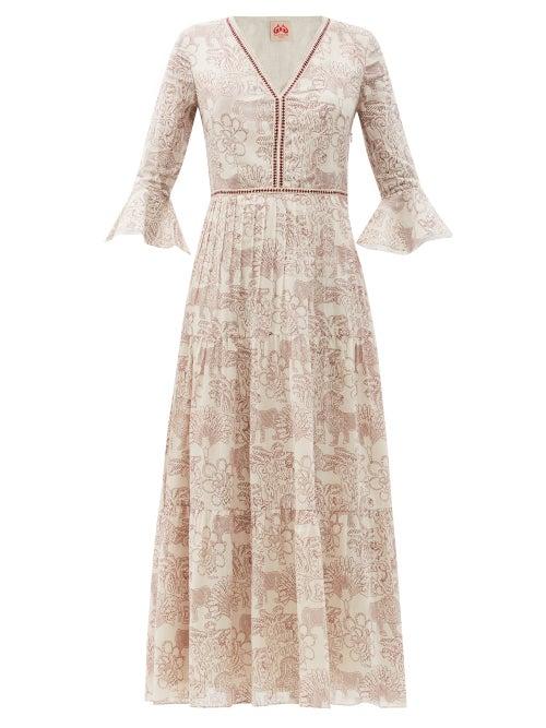 Matchesfashion.com Le Sirenuse, Positano - Bella Lion And Monkey-print Cotton Dress - Womens - Pink Print