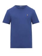 Matchesfashion.com Polo Ralph Lauren - Polo Embroidered Cotton Jersey T Shirt - Mens - Blue
