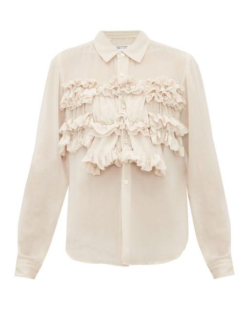 Matchesfashion.com Comme Des Garons Comme Des Garons - Ruffled Georgette Blouse - Womens - Beige