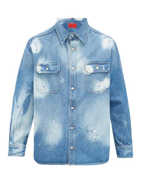 Matchesfashion.com 424 - Distressed Denim Shirt - Mens - Blue