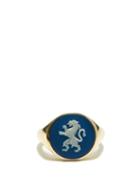 Matchesfashion.com Ferian - Lion Wedgwood Cameo & 9kt Gold Signet Ring - Womens - Blue White