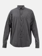 Balenciaga - Patch-pocket Striped Cotton-poplin Shirt - Mens - Black Grey