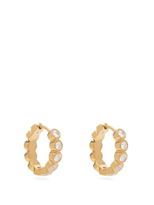 Matchesfashion.com Theodora Warre - Gold Plated Sterling Silver Zircon Hoop Earrings - Womens - Gold