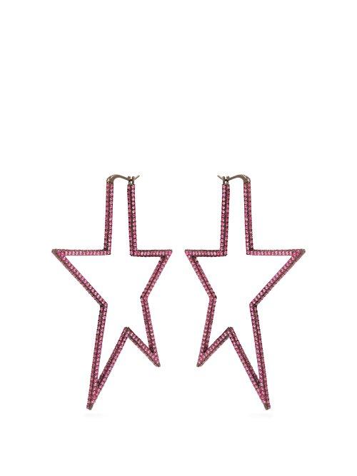 Matchesfashion.com Lynn Ban - Sapphire & Rhodium Plated Earrings - Womens - Pink