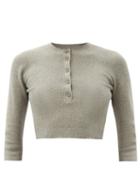 Matchesfashion.com Joostricot - Ribbed Cotton-blend Cropped Top - Womens - Khaki