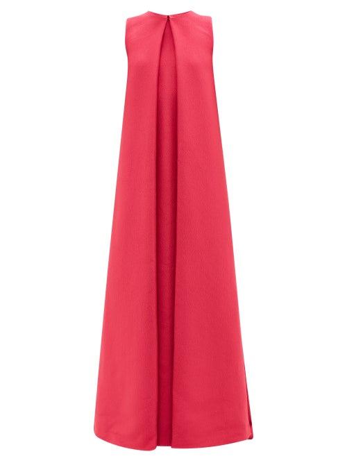 Emilia Wickstead - Layne Box-pleated Cloqu Gown - Womens - Dark Pink