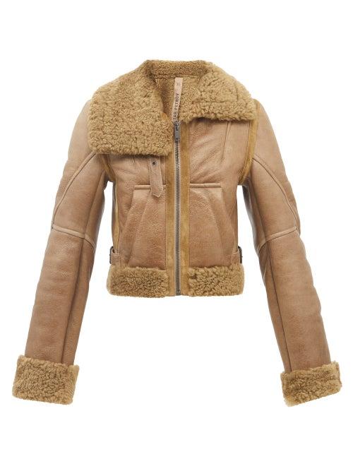 Petar Petrov - Asymmetric-collar Shearling-lined Leather Jacket - Womens - Brown