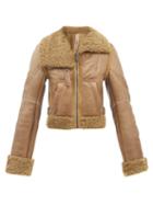 Petar Petrov - Asymmetric-collar Shearling-lined Leather Jacket - Womens - Brown