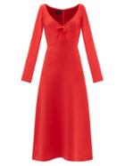 Giambattista Valli - Sable Bow-neckline Crepe Midi Dress - Womens - Red
