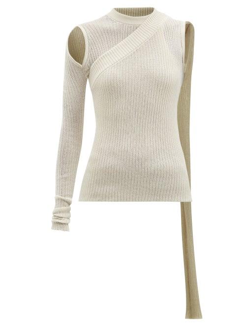 Matchesfashion.com Rick Owens - Banana Convertible Ribbed-cotton Dress Top - Womens - Light Grey