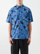 Thorsun - Short-sleeved Floral-print Cotton-poplin Shirt - Mens - Blue