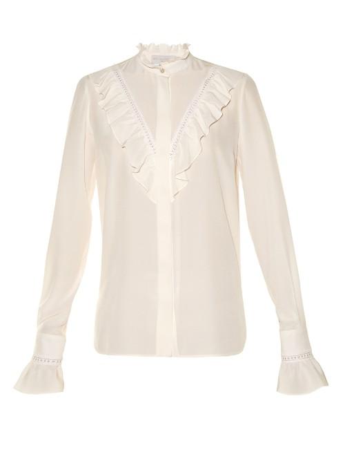Stella Mccartney Ruffled High-neck Silk Blouse
