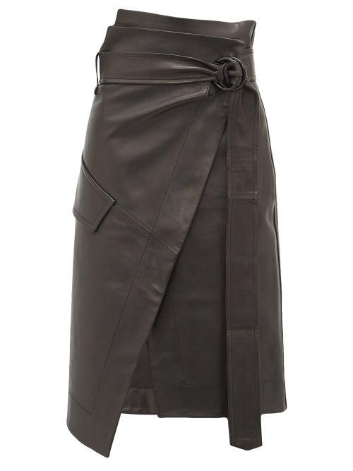 Matchesfashion.com Petar Petrov - Rita High Rise Leather Skirt - Womens - Black