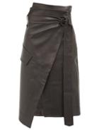 Matchesfashion.com Petar Petrov - Rita High Rise Leather Skirt - Womens - Black