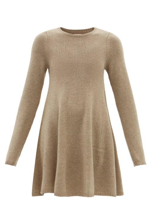 Khaite - Fleurine Fluted Cashmere Dress - Womens - Light Brown