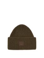 Acne Studios - Pansy Face Patch Wool Beanie Hat - Womens - Khaki