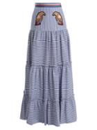 Matchesfashion.com Stella Jean - Tiered Striped Maxi Skirt - Womens - Navy Stripe