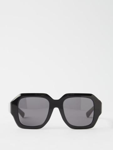 Port Tanger - Noor Oversized Hexagonal Sunglasses - Womens - Black