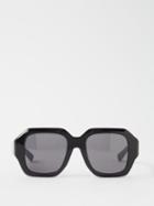 Port Tanger - Noor Oversized Hexagonal Sunglasses - Womens - Black