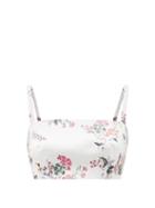 Ladies Rtw Emilia Wickstead - Fabiola Floral-print Faille Cropped Top - Womens - Pink White