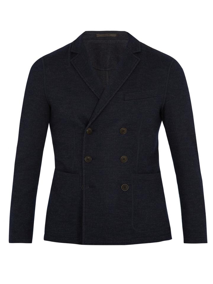 Giorgio Armani Pinstriped Wool-blend Double-breasted Blazer
